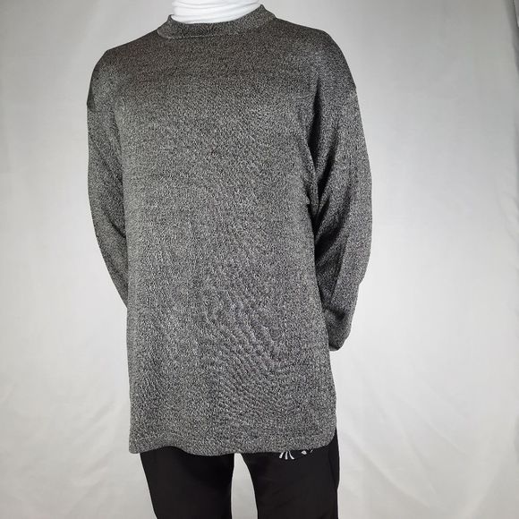 DeSantis Collection silk pullover sweater heather black long sleeve mock neck L - Picture 2 of 11